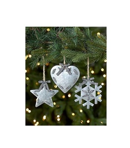 Metal <b>Christmas</b> Hanging Ornaments silver <b>gold</b> tone handcrafted by skilled artisans for <b>Christmas</b> <b>tree</b> decoration collection - Product Image 4