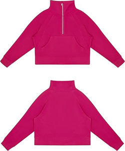 Custom color Hoodie Long Sleeve Oversized <b>Quarter</b> <b>Zip</b> Sweatshirt for <b>Women</b> Streetwear Half <b>Zip</b> Pullover Oversized sweatshirts - Product Image 3