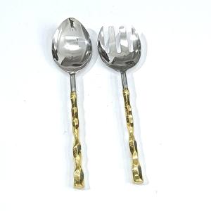 Juego de Cubiertos para Ensalada Decorativos de Acero Inoxidable con Diseño de Cola de Sirena Hecha a Mano en Dorado, Juego de Cubiertos para Servir en la Cocina - Product Image 4