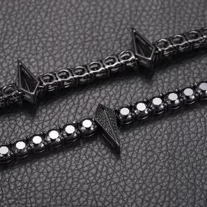 Cadena de eslabones de diamante negro con acentos de punta, joyería de moda Hip Hop audaz chapada en plata para hombres y mujeres, estilo de calle de fiesta - Product Image 3