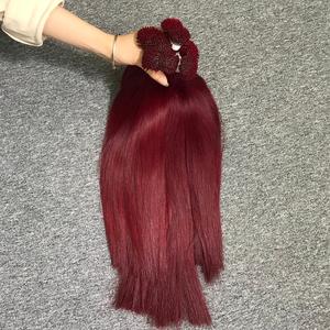 Extensiones de cabello humano con puntas I-Tips de color rojo de primera calidad, cabello Remy directo de fábrica, gran stock blanqueado Premium asequible - Product Image 2