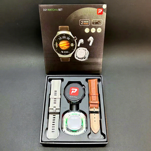 Montre connectée Doufit Wear D21 4 en 1 avec écran IPS rond, bracelet en cuir, Bluetooth, écran tactile, tracker d'activité unisexe - Product Image 1
