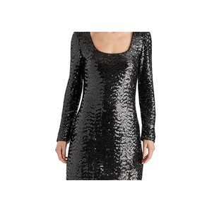 Abito attillato a maniche lunghe con paillettes di Steve Madden in nero della collezione Charity - Product Image 2