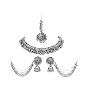 Alloy Ghungroo <b>Choker</b> Elegant <b>Silver</b> Bahubali Wedding Jewelry - Product Image 1