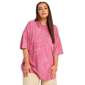 Nueva Camiseta Oversize de Mujer con Hombros Caídos, Lavado Ácido, Tallas Grandes, Ligera, Ecológica, con Bordado y Estampado Puff Completo - Product Image 1
