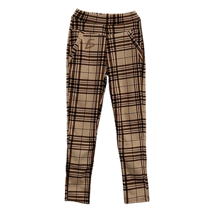 Leggings in maglia elasticizzata a vita alta con motivo a quadri e logo a lettere, taglia XL, per yoga e abbigliamento casual invernale da palestra - Product Image 4