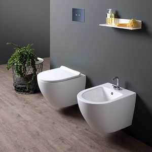 Juego de Artículos Sanitarios de Cerámica para Colgar en la Pared Forl con Asiento de Inodoro, Colección de Accesorios para Baño - Product Image 2