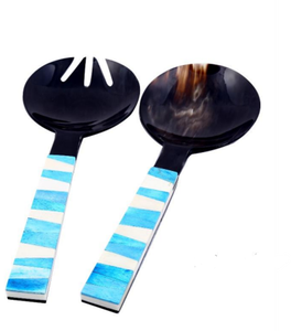 Ensemble de couverts en corne naturelle nordique, service à salade en corne biologique pour la maison de luxe, l'hôtel, le restaurant, ustensiles de cuisine, outils à salade - Product Image 4