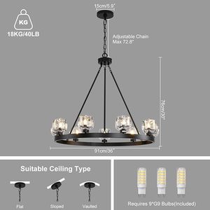 Candelabro de rueda de vagón negro, candelabros negros de 36 pulgadas con pantalla de vidrio única, candelabros de rueda de vagón de granja de 9 luces - Product Image 4