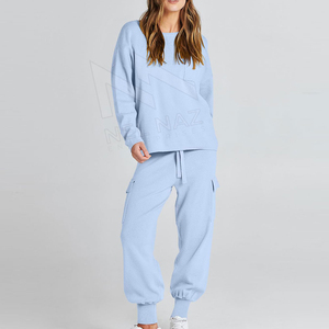 Women Casual Winter Tracksuit <b>Sets</b> 2-Piece Solid Full Length Canvas Sweatsuits Knit <b>Sweater</b> Top Sweatpants Eco-Friendly Quick - Product Image 6