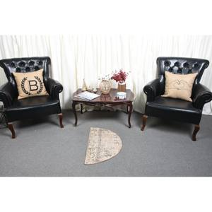 พรมขนแกะสีเบจตุรกี2.5x1.5ft วินเทจทำด้วยมือผืนใหญ่งานเย็บปะติดโถงทางเดินเป็นรูปสี่เหลี่ยมผืนผ้าสำหรับห้องนั่งเล่น - Product Image 3