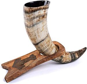 Cuerno para beber vikingo pulido de alta calidad, cuerno de búfalo ecológico personalizado, hecho a mano, tallado, decoración de Hotel para el hogar, India - Product Image 4