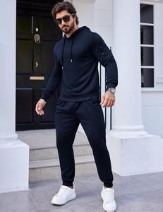 Ensemble de survêtement technique de luxe 500 GSM pour homme, sweat à capuche et pantalon zippés, combinaison de couleurs noir et or, impression personnalisée, vêtements de sport - Product Image 5