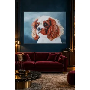 Portrait de chiot Fida Cavalier sur fond bleu, impression sur toile - Product Image 5