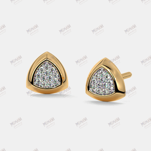 Pendientes de tuerca de oro contemporáneos con centro de diamante agrupado triangular Una opción audaz pero refinada para el resplandor diario - Product Image 3