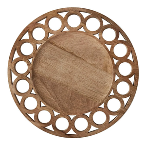 Placa de cargador de madera clásica, plato de vajilla, plato de servicio, hecho a mano, última placa de cargador redonda - Product Image 1
