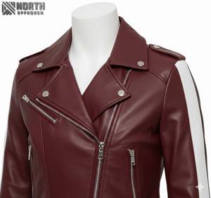 Veste en cuir et toile tricotée de haute qualité pour femmes, respirante, mode d'hiver, avec options de couleur de logo personnalisé et fermeture éclair - Product Image 4