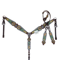 Kulit sapi Premium bunga matahari dan kaktus Tooled Headstall & kerah payudara Barat Tack Set Aksesori kuda produsen OEM