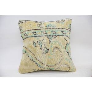 Almohada de lana Kantha multicolor de 18x18 pulgadas con diseño de patrón vintage Almohada de lana tejida estampada - Product Image 1