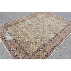 Oriental Beige Red Patchwork Wool <b>Rug</b> 6.7 X 9.5 ft Turkish Flat Weave for Living Room Decor 10mm <b>Thickness</b> with Latex Backing - Product Image 2