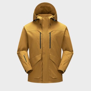 Custom Men's Autumn <b>Hooded</b> <b>Soft</b> <b>Shell</b> Bomber <b>Jacket</b> with Breathable Waterproof Zipper for Running - Product Image 1