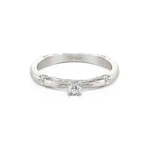 Jeulia Minimalist Brushed Round Cut Bamboo Promise Fashion <b>Ring</b> - Product Image 1
