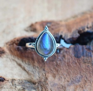 925 Sterling Silver Boho Vintage Dainty <b>Labradorite</b> <b>Ring</b> with Bezel Setting Third Party Certified Engagement Jewelry - Product Image 3