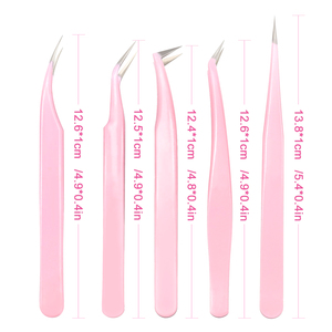Pinzas de pestañas personalizadas Pinzas de etiqueta privada Aplicador de pestañas con tijeras rosas de bebé Pinzas rosas Pestañas - Product Image 2