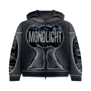 Unisex 100% Cotton French Terry <b>Zip</b> Hoodie Customized Washed Oversized Trendy Streetwear Custom Printed Logo for Winter - Product Image 6