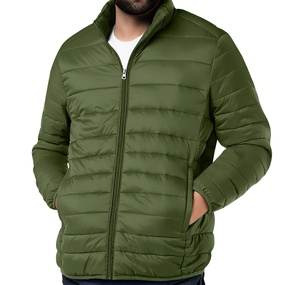 Custom Logo Plus Size Men's Black Zipper Puffer Jacket with Shiny Design Outdoor Casual Warm 100% Wool-<b>Lined</b> <b>Coat</b> Wholesale - Product Image 2