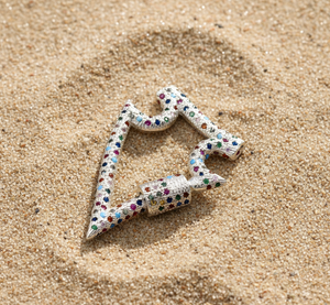 Dijes de Plata de Ley 925 con Baño de Rodio y Oro con Símbolo de Rupia y Circonitas Multicolores, con Cierre de Mosquetón - Product Image 6