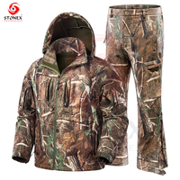 Conjunto de Uniforme Táctico Transpirable de Lona para Caza, Paintball y Actividades al Aire Libre, Sudadera con Capucha Elástica y Pantalones, Color Personalizado, Unisex