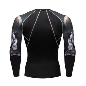 OEM directo de fábrica cómodo de los hombres Fitness Rash Guard compresión MMA ropa deportiva para BJJ artes marciales logotipo personalizado - Product Image 3