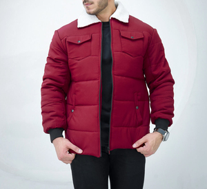 Chaqueta acolchada de algodón con cremallera personalizada al por mayor, chaqueta acolchada con cincha con estampado de letras para hombre - Product Image 1