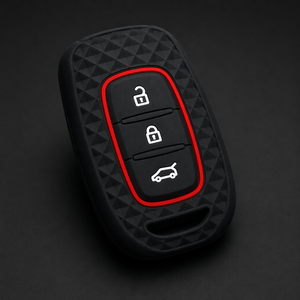 Cover in Silicone per Chiavi Renault Kwid <span class=keywords><strong>Duster</strong></span> Sandero Logan <span class=keywords><strong>Dacia</strong></span>, Custodia Protettiva per Telecomando a 3 Pulsanti, Nero Rosso - Product Image 2