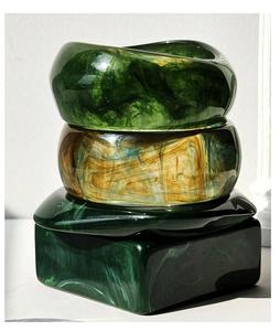 New Arrival 2025 Resin Cuff <b>Bangle</b> <b>Bracelet</b> Ivory Color Resin With Multi Gemstone <b>Bangle</b> Stacking Handmade - Product Image 5