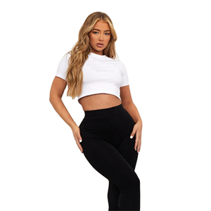 Camiseta Corta Moderna con Logotipo Personalizado, 100% Algodón, Cuello Redondo, para Mujer, Ropa Deportiva, Logotipo Personalizado, Ropa Casual - Product Image 5