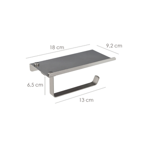 Portarotolo da bagno Maurer con mensola per cellulare, autoadesivo / con viti. Colore Acciaio Inossidabile - Product Image 2