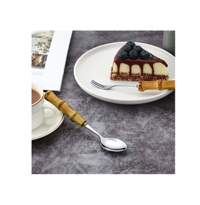 Ensemble écologique cuillère spéciale en acier inoxydable manche en bois de bambou cuillère à ustensiles en vrac ensemble de couverts pour hôtels - Product Image 3