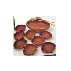 Bol de créateur en bois brun de haute qualité avec ensemble de cuillères pour accessoire de table de dîner de fête - Product Image 1