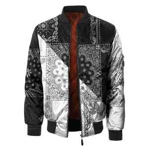 Chaqueta de bombardero estampada para hombre personalizada, chaqueta de invierno con cremallera frontal, chaquetas de bombardero de invierno de nuevo diseño al por mayor para hombre - Product Image 3