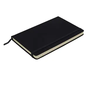 Promotional Custom Debossed Imprint A5 PU Leather Hard Cover Notebook With Elastic Band And Back Pocket