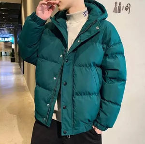 Premium Quality Unisex Bubble Jacket Stand Collar With <b>Covered</b> <b>Buttons</b> & Big Hood Jacket Windbreaker Street Wear Winter Jacket - Product Image 2