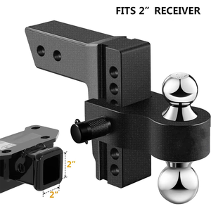 Attelage de remorque robuste en acier noir Vypart, réglable, avec récepteur à 2 et 2-5/16 billes, 6 points de montage de remorque (basse et haute) - Product Image 2