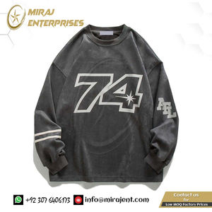 เสื้อสเวตเตอร์คอกลมระบายอากาศสำหรับผู้ชายเสื้อสเวตเตอร์แขนยาวทรงหลวมลายกราฟิกแนวสตรีทไซส์ใหญ่พิเศษ - Product Image 2