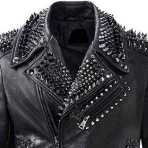Veste pour homme en peau de mouton, veste pour homme personnalisable, veste en cuir noire pour homme, veste rock punk à clous, veste pour homme - Product Image 2