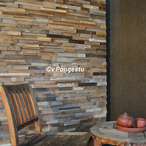 PANGESTU Panneaux muraux 3D modernes en bois non tissé, design géométrique, insonorisants, absorption acoustique, Teck d'Indonésie, pour villas et loisirs - Product Image 2