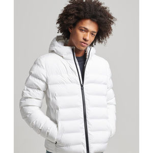 Winter Season Men's Winter Puffer Quilted <b>Jacket</b> with Hooded <b>Collar</b> Zipper Closure OEM Service Out Door Street <b>Jacket</b> For Men - Product Image 1