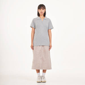 เสื้อวาฟเฟิลคอวีกันซึมผ้าโพลีเอสเตอร์สำหรับผู้ชายเสื้อโปโลแขนสั้นสีเทาปักธุรกิจระบายอากาศผลิตใน100% - Product Image 6