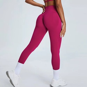 Mallas deportivas para mujer, mallas deportivas de cintura alta, elásticas, sólidas, para Yoga, gimnasio, Jogging, secado rápido, Push Up, pantalones ajustados para mujer - Product Image 3